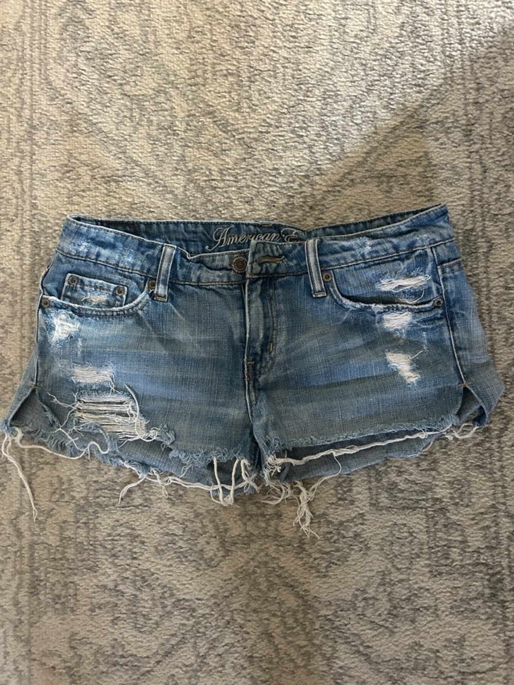 American Eagle Outfitters Light Blue Distressed Denim Cutoff Shorts